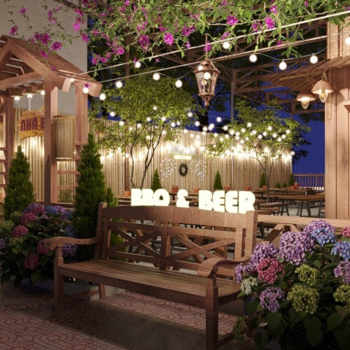 Thiết Kế Nhà Hàng BBQ Sân Vườn